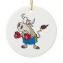 funny boxing fighting bull bullfighter cartoon ornament