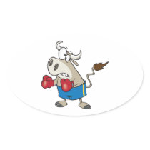 funny boxing fighting bull bullfighter cartoon stickers