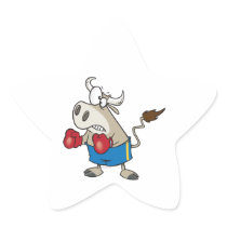 funny boxing fighting bull bullfighter cartoon star sticker