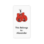 funny boxing gloves with black eyes cartoon address labels
