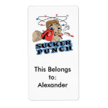 funny boxing sucker punch cartoon custom shipping label