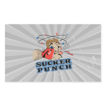 funny boxing sucker punch cartoon rectangular stickers