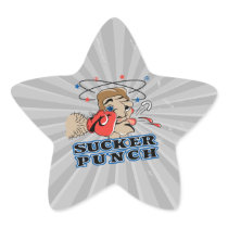 funny boxing sucker punch cartoon star sticker