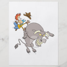 funny bucking bull bull rider rodeo cowboy cartoon personalized flyer