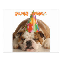 Funny Bulldog Gifts-Party Animal Sleeping Bulldog Post Card