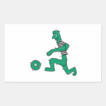 funny cactus playing soccer rectangular sticker