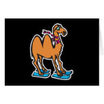 funny camel on skis greeting cards