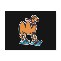 funny camel on skis postcard