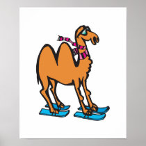 funny camel on skis posters