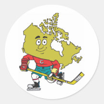 Funny Canadian Hockey Round Stickers
