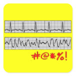 Funny Cardiac Rhythm Strip Gifts Square Stickers
