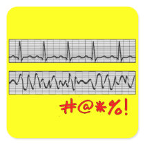 Funny Cardiac Rhythm Strip Gifts Square Stickers