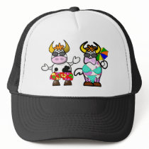 Funny Cartoon Beach Cow Couple Hat
