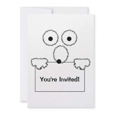 Funny cartoon black and white Invitation by RossiCards