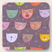 Funny cartoon cats beverage coasters