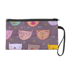 Funny cartoon cats wristlet clutch