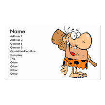funny cartoon caveman with club business card templates
