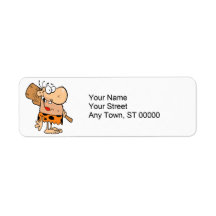 funny cartoon caveman with club labels