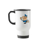 funny cartoon cop eating donuts mug