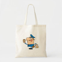 funny cartoon cop eating doughnuts bags