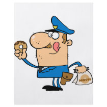 funny cartoon cop eating doughnuts full color flyer