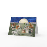 Funny Cartoon Dogs Moon Holiday Card