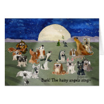 Funny Cartoon Dogs Moon Holiday Card
