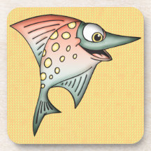 Funny Cartoon Fish Cork Coaster