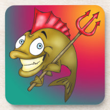 Funny Cartoon Fish Cork Coaster