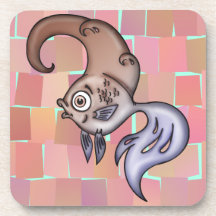 Funny Cartoon Fish Cork Coaster