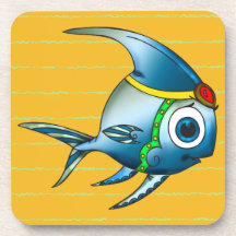 Funny Cartoon Fish Cork Coaster