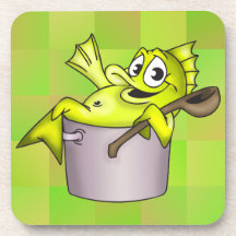Funny Cartoon Fish Cork Coaster