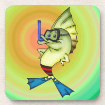 Funny Cartoon Fish Cork Coaster