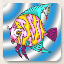Funny Cartoon Fish Cork Coaster
