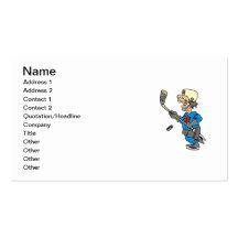 Funny Cartoon Hockey Player T-shirts and Gifts Business Card Template