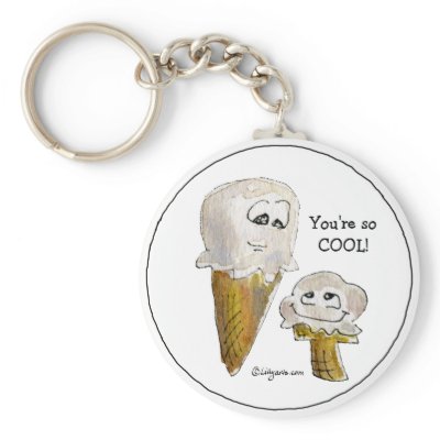 Funny Cartoon Ice Cream Cones Keychain by zooogle