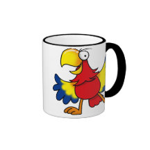 Funny cartoon parrot coffee mugs