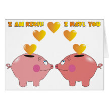 Funny Cartoon Pigs in Love Greeting Card