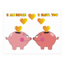 Funny Cartoon Pigs in Love Valentine Postcard