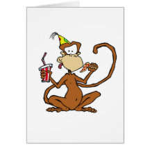 Funny Cartoon Pizza Monkey Card