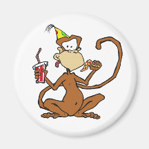 Funny Cartoon Pizza Monkey Magnet