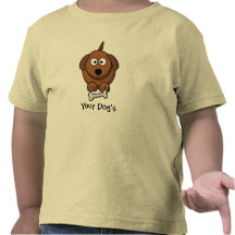 Funny Cartoon Puppy Dog and Bone Kids T-shirts