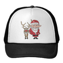 Funny Cartoon Santa and Rudolph Hats