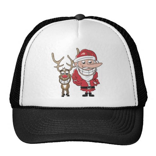 Funny Cartoon Santa and Rudolph Hats
