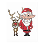 Funny Cartoon Santa and Rudolph Post Cards