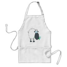 funny cartoon sheep with flower aprons