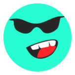 Funny Cartoon Smiley Face With Glasses Round Stickers
