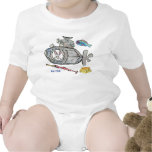 Funny Cartoon Submarine Fishes Baby Onesies T-shirt