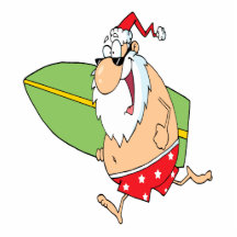 funny cartoon surfer surfing santa claus photo cut outs