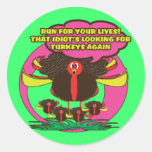 Funny cartoon thanksgiving turkey stickers - cute